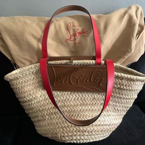 Christian Louboutin - Loubishore Leather-Trimmed Straw Tote (Brown)